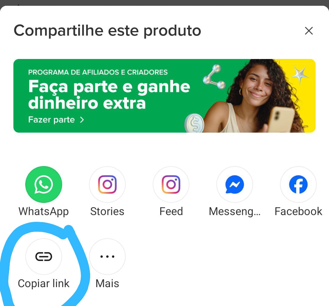 Botão Copiar Link